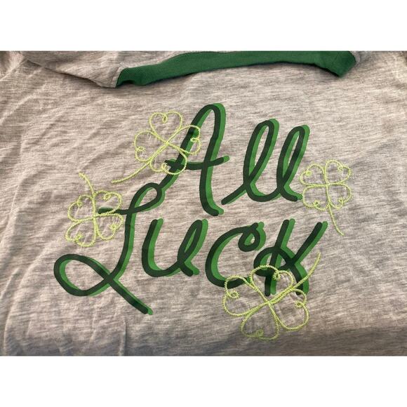 Halogen "All Luck" Embroidered St. Patrick's Day Tee Sz XXS/2X Small in Grey NWT - Picture 4 of 7
